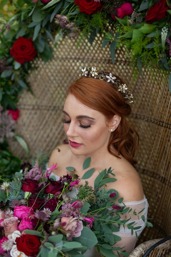 Winter Woodland Wedding Inspiration with Burgundy and Gold Touches