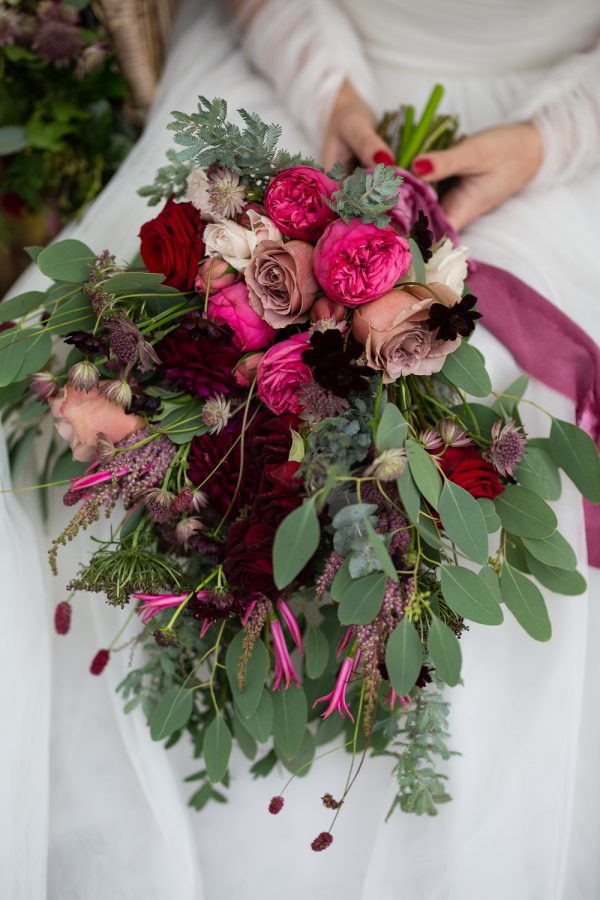 Winter Woodland Wedding Inspiration with Burgundy and Gold Touches