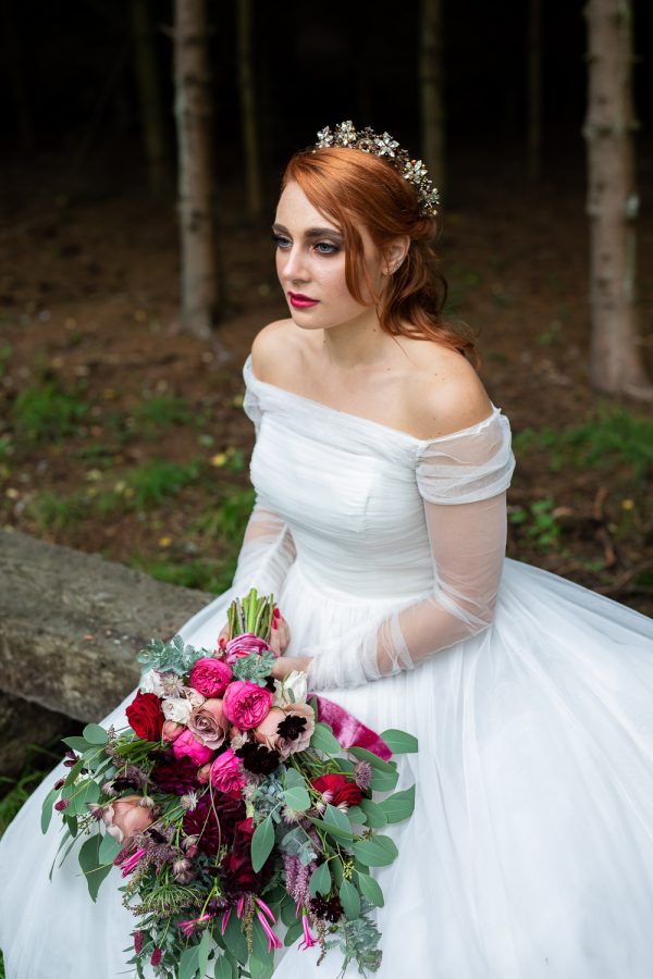 Winter Woodland Wedding Inspiration with Burgundy and Gold Touches