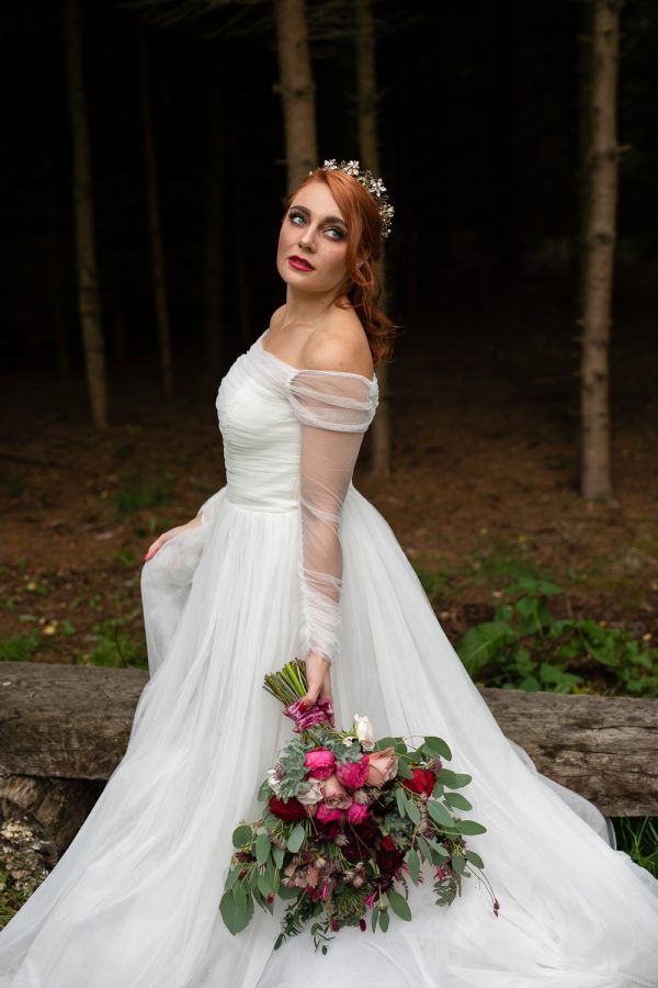 Winter Woodland Wedding Inspiration with Burgundy and Gold Touches