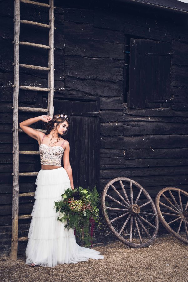 Country Wedding Inspiration with Rustic Florals and a Ruffle Tiered Dress