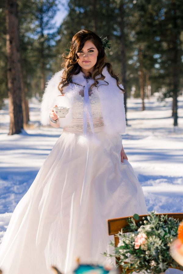 Outdoor Winter Wedding Inspiration with Turquoise and Gold Touches