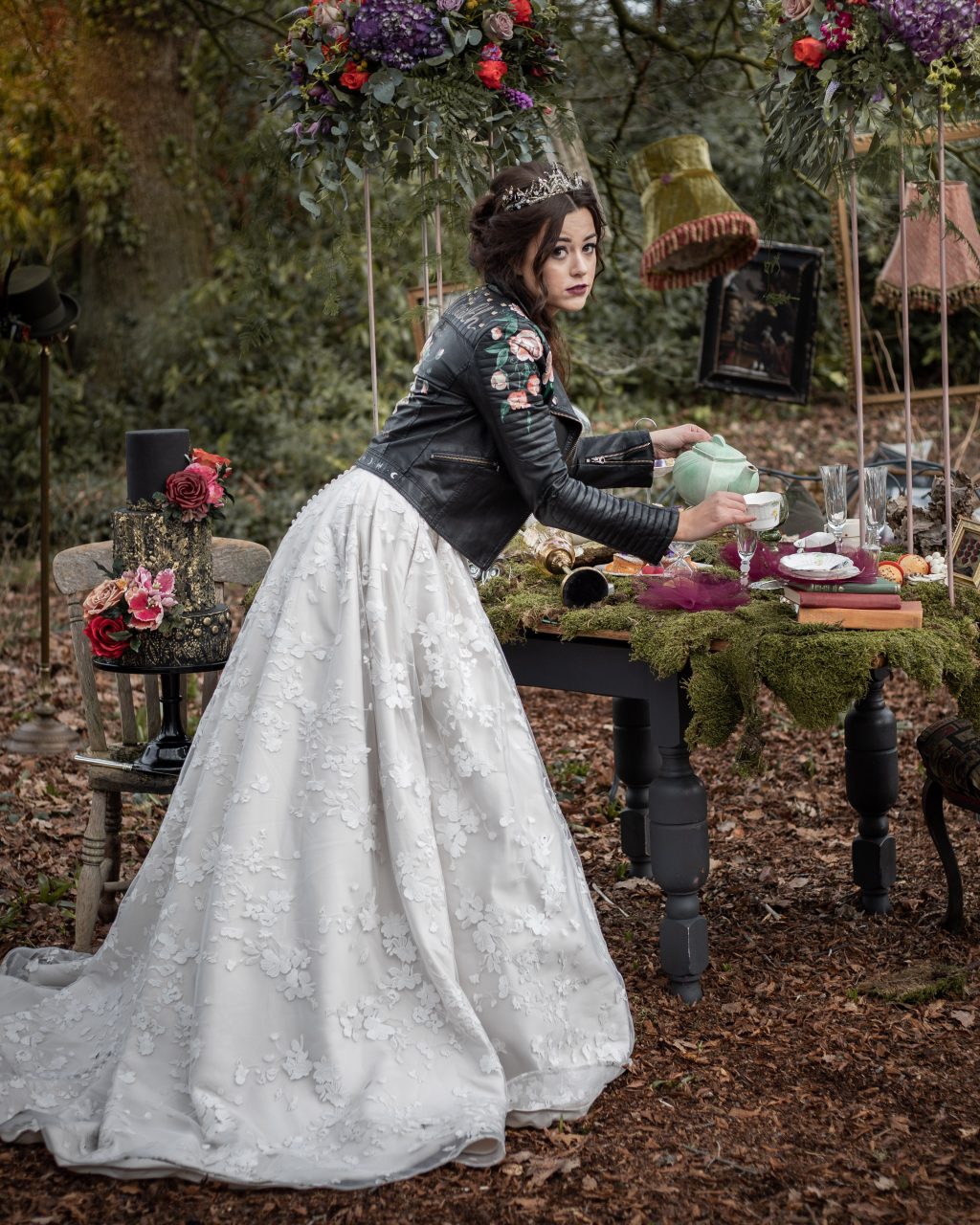 Wonderland Wedding Inspiration with Leather Jackets and Regal Crowns