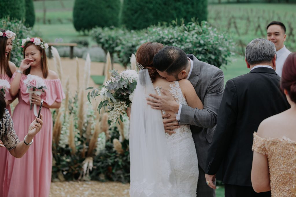 Australian Outdoor Wedding with Bespoke Dress and Rustic Luxe Styling