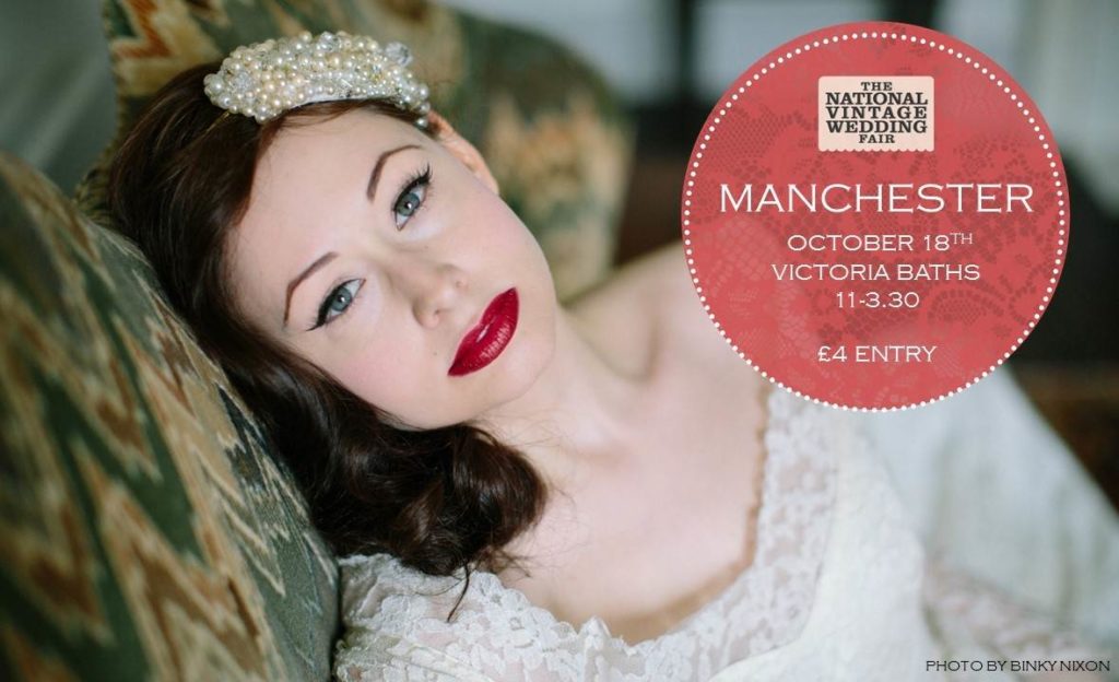 Manchester National Vintage Wedding Fair poster for 2015, image by Binky Nixon