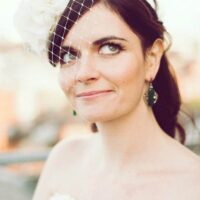 NICOLA BIRDCAGE VEIL by Silver Sixpence in her shoe as featured on The National Vintage Wedding Fair blog