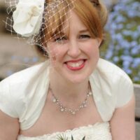 NICOLA BIRDCAGE VEIL by Silver Sixpence in her shoe as featured on The National Vintage Wedding Fair blog