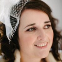 NICOLA BIRDCAGE VEIL by Silver Sixpence in her shoe as featured on The National Vintage Wedding Fair blog