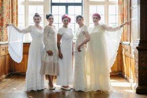 National Vintage Wedding Fair - Sue Kwiatkowska models wearing vintage wedding dress