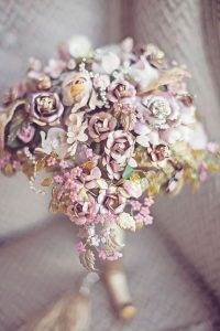 Artificial wedding bouquet by Katy Melling as featured on The National Vintage Wedding Fair blog