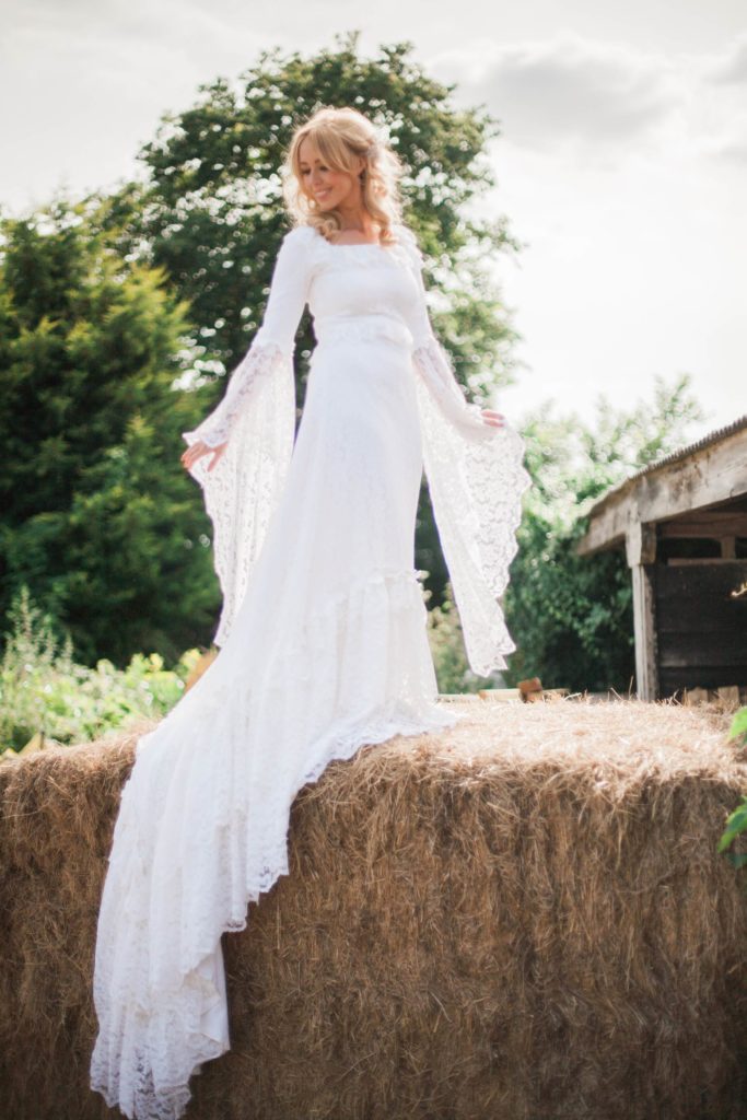 Late 1960s vintage Brigitte Bardot wedding shoot in a vineyard