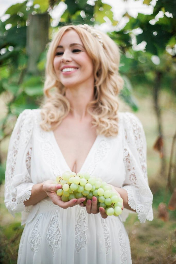 Late 1960s vintage Brigitte Bardot wedding shoot in a vineyard