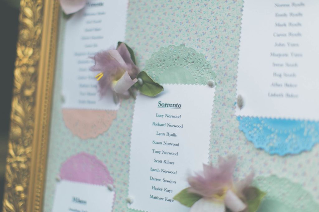 A 1960s vintage wedding table plan