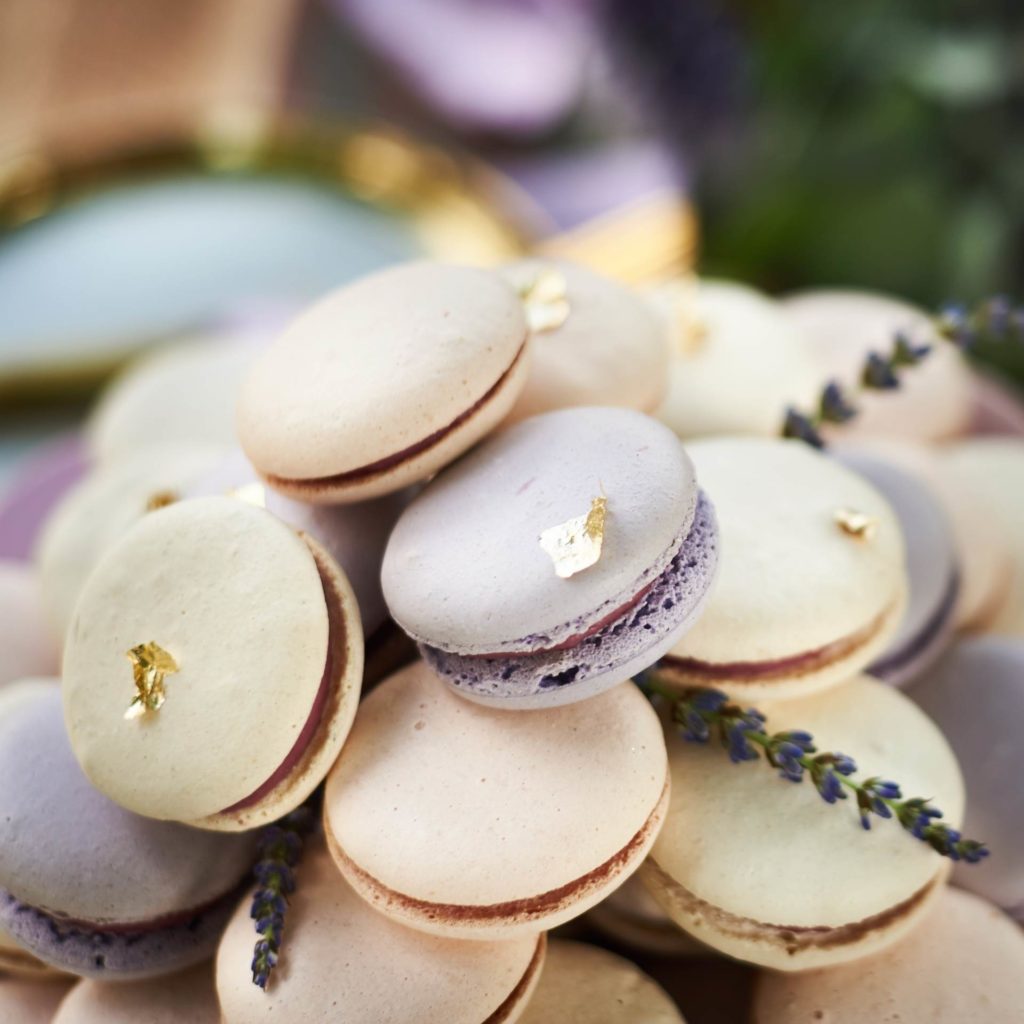 Luxe lilac metallic wedding styling in a lavender field