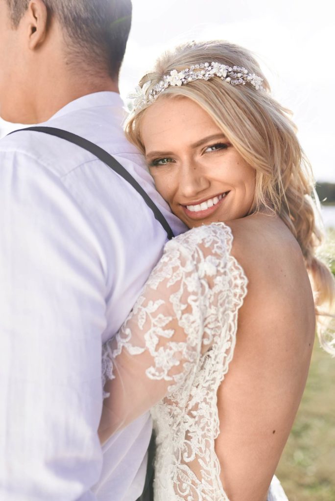 Boho Luxe purple & metallic wedding styling in a lavender field