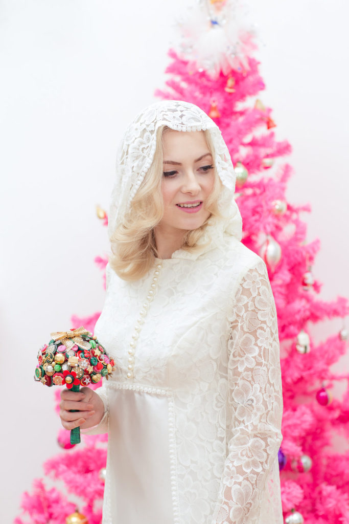 1960s Christmas wedding inspiration with pom poms & baubles galore!