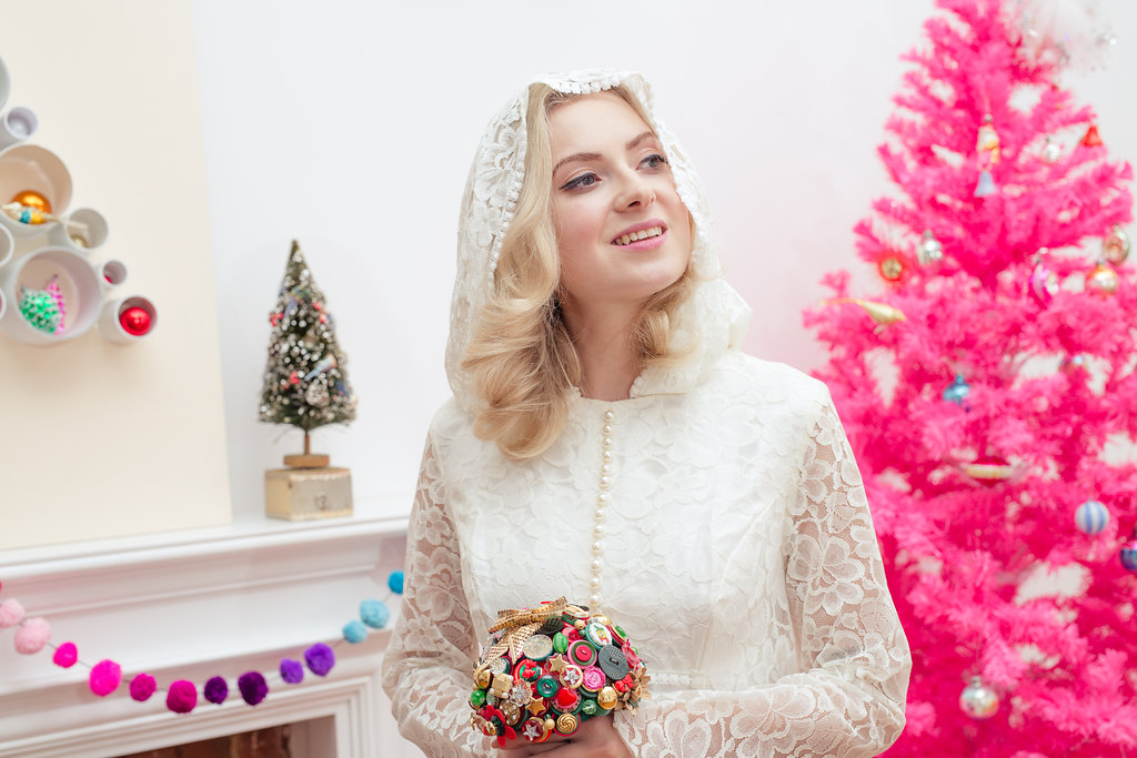 1960s Christmas wedding inspiration with pom poms & baubles galore!