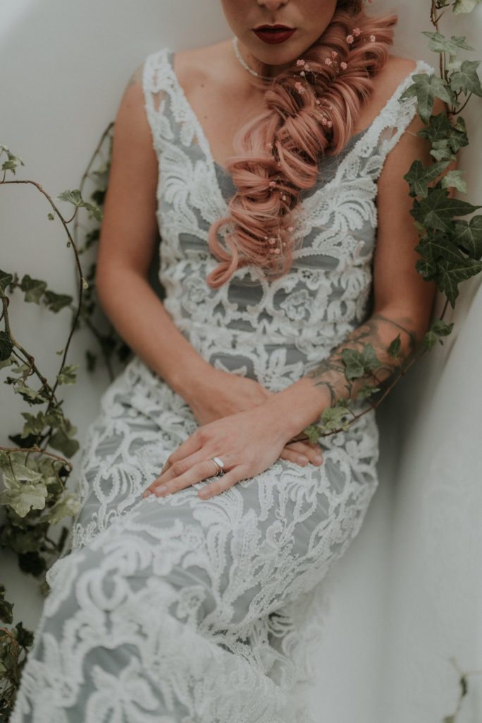 Bridal Inspiration with Lucy Can't Dance in a forest bath tub