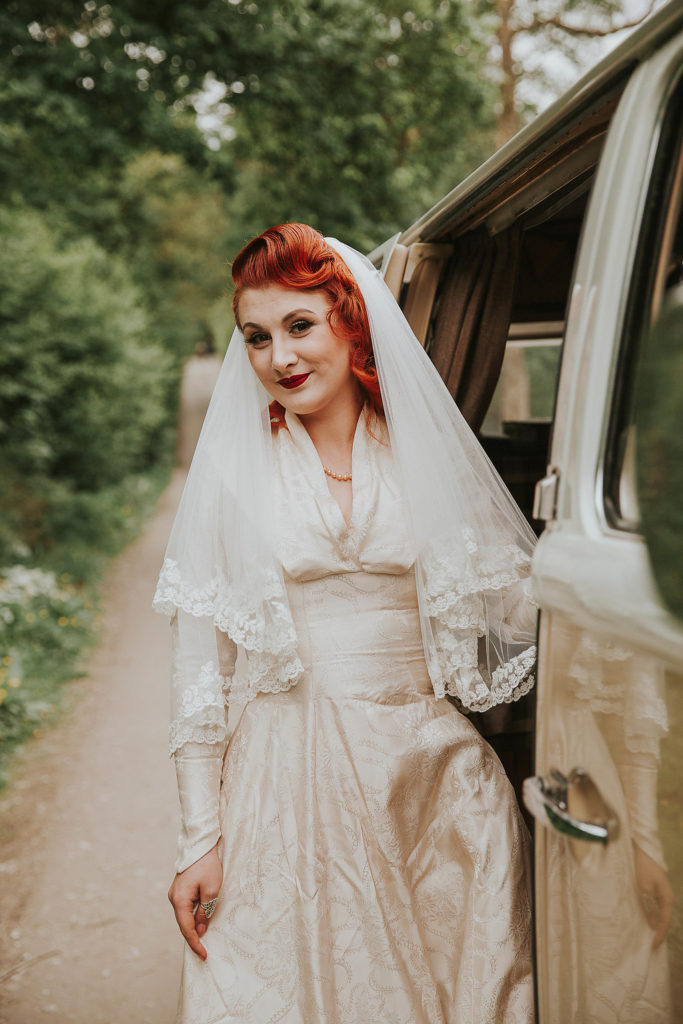 A 1940s vintage wedding and camper van