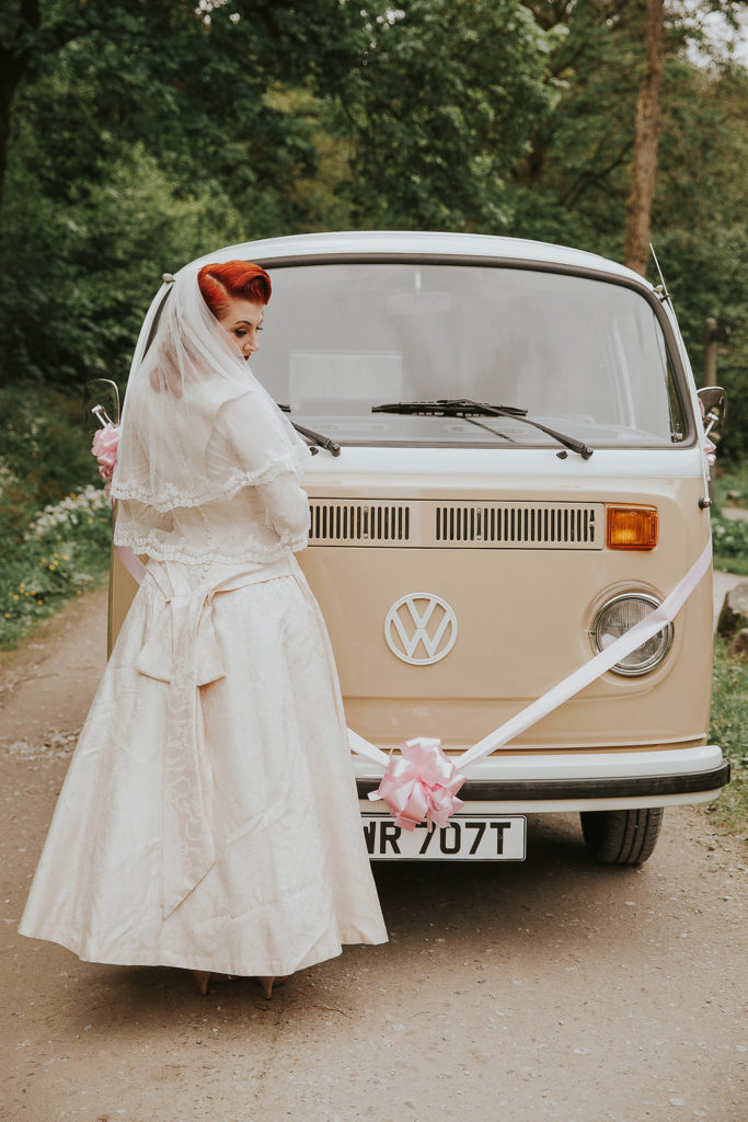 A 1940s vintage wedding and camper van