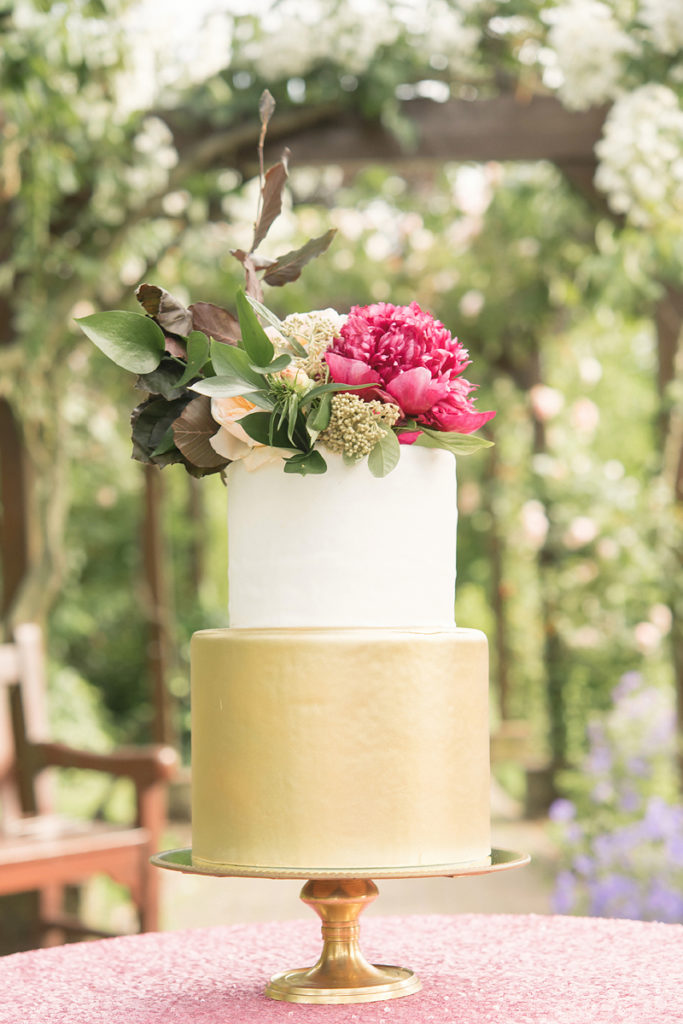 A Pretty Vintage Floral Maximalist Springtime Wedding cake