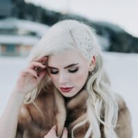 Winter Wonderland Wedding with Blue Wedding Dress and Fur Capelet