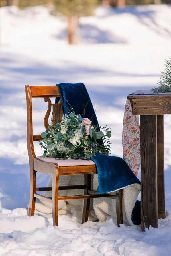 Outdoor Winter Wedding Inspiration with Turquoise and Gold Touches