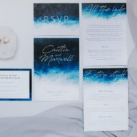 Boho Beach Wedding with Ombre Dress and Blue Wedding Cake