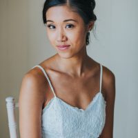 Boho Beach Wedding with Ombre Dress and Blue Wedding Cake