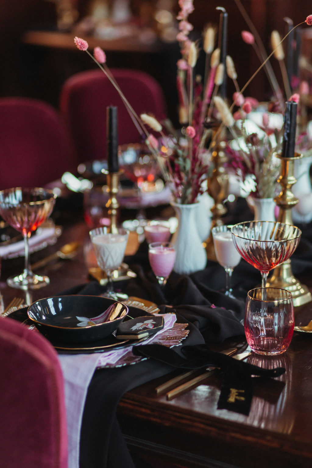 Modern Gothic Wedding With A Black Dress at Bradbourne House, Kent