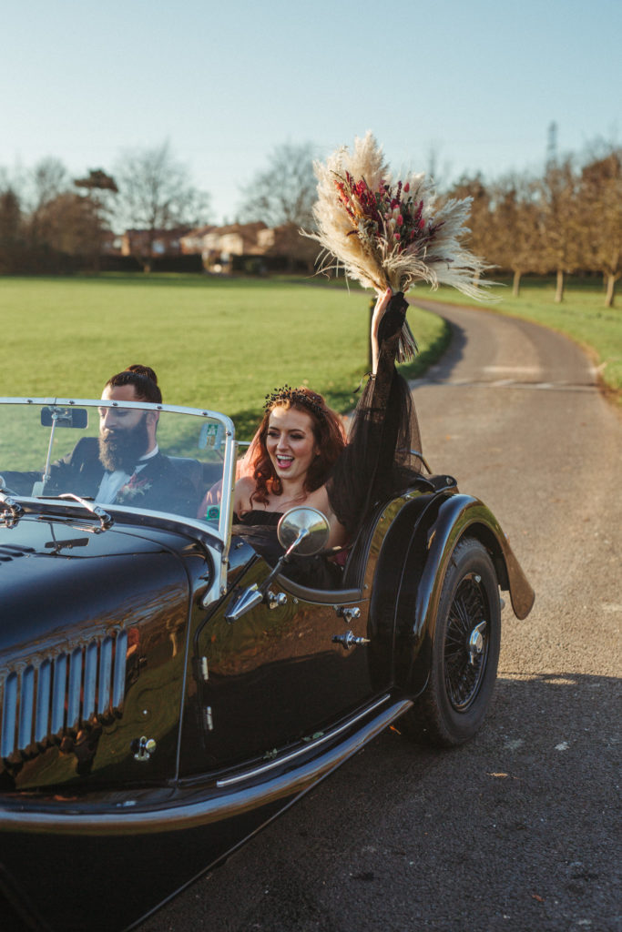 Modern Gothic Wedding With A Black Dress at Bradbourne House Kent