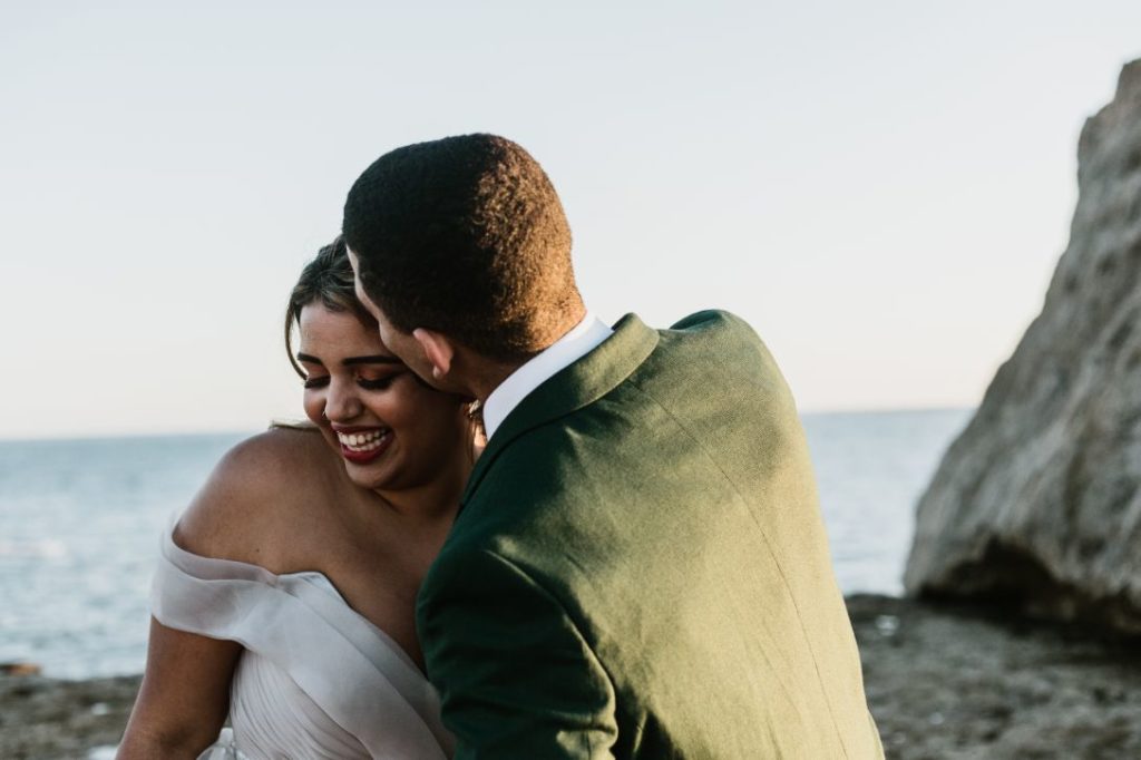 Intimate Elopement With Ballgown Wedding Dress At Portland Bill, Dorset