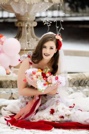 Destination Valentine's Wedding With Floral Wedding Dress