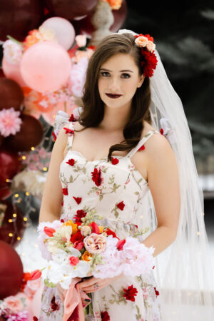 Destination Valentine's Wedding With Floral Wedding Dress