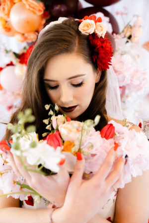 Destination Valentine's Wedding With Floral Wedding Dress