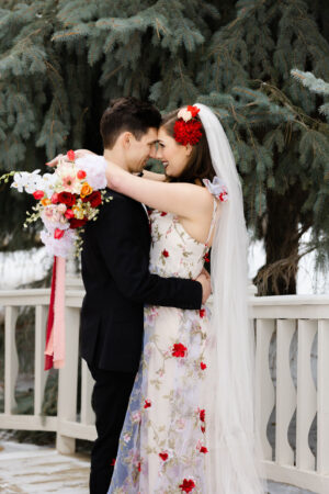 Destination Valentine's Wedding With Floral Wedding Dress