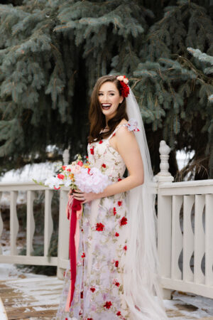 Destination Valentine's Wedding With Floral Wedding Dress