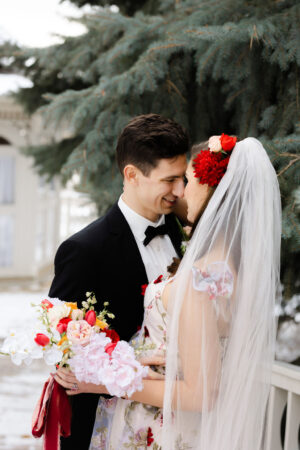 Destination Valentine's Wedding With Floral Wedding Dress