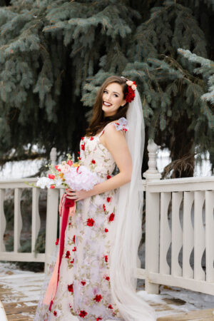 Destination Valentine's Wedding With Floral Wedding Dress