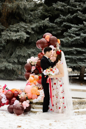 Destination Valentine's Wedding With Floral Wedding Dress