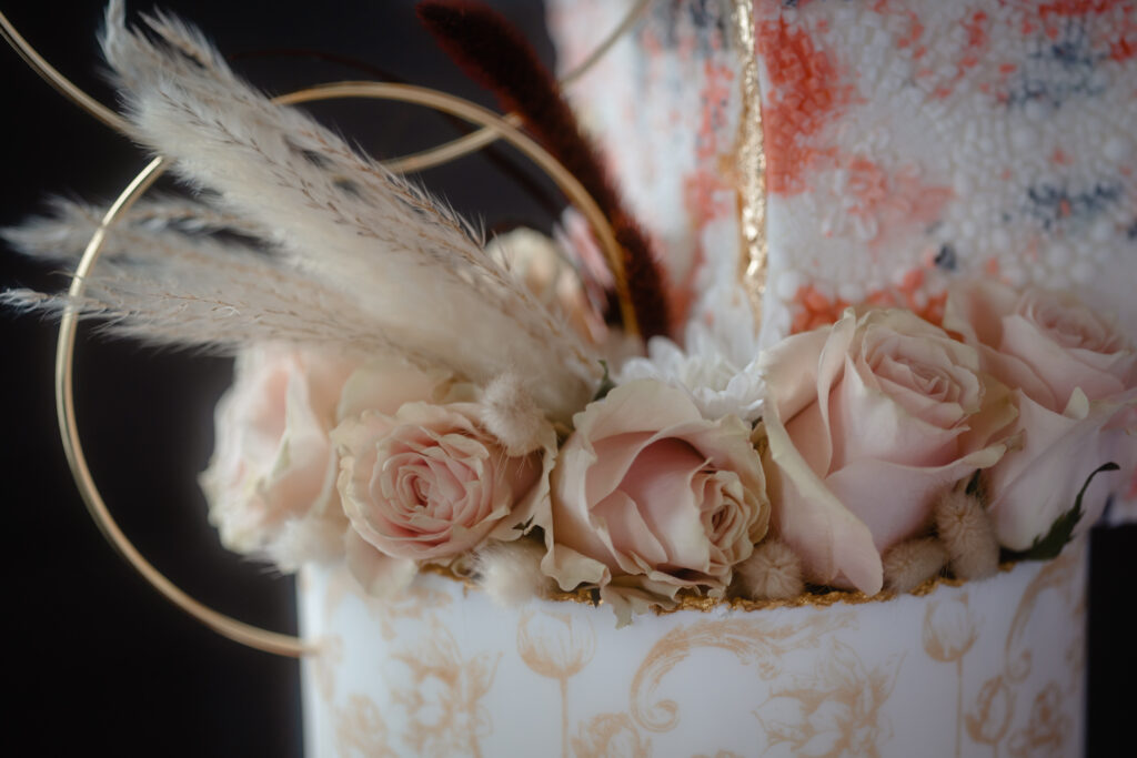 Alternative Rococo Style Wedding With Peach Coloured Wedding Dress