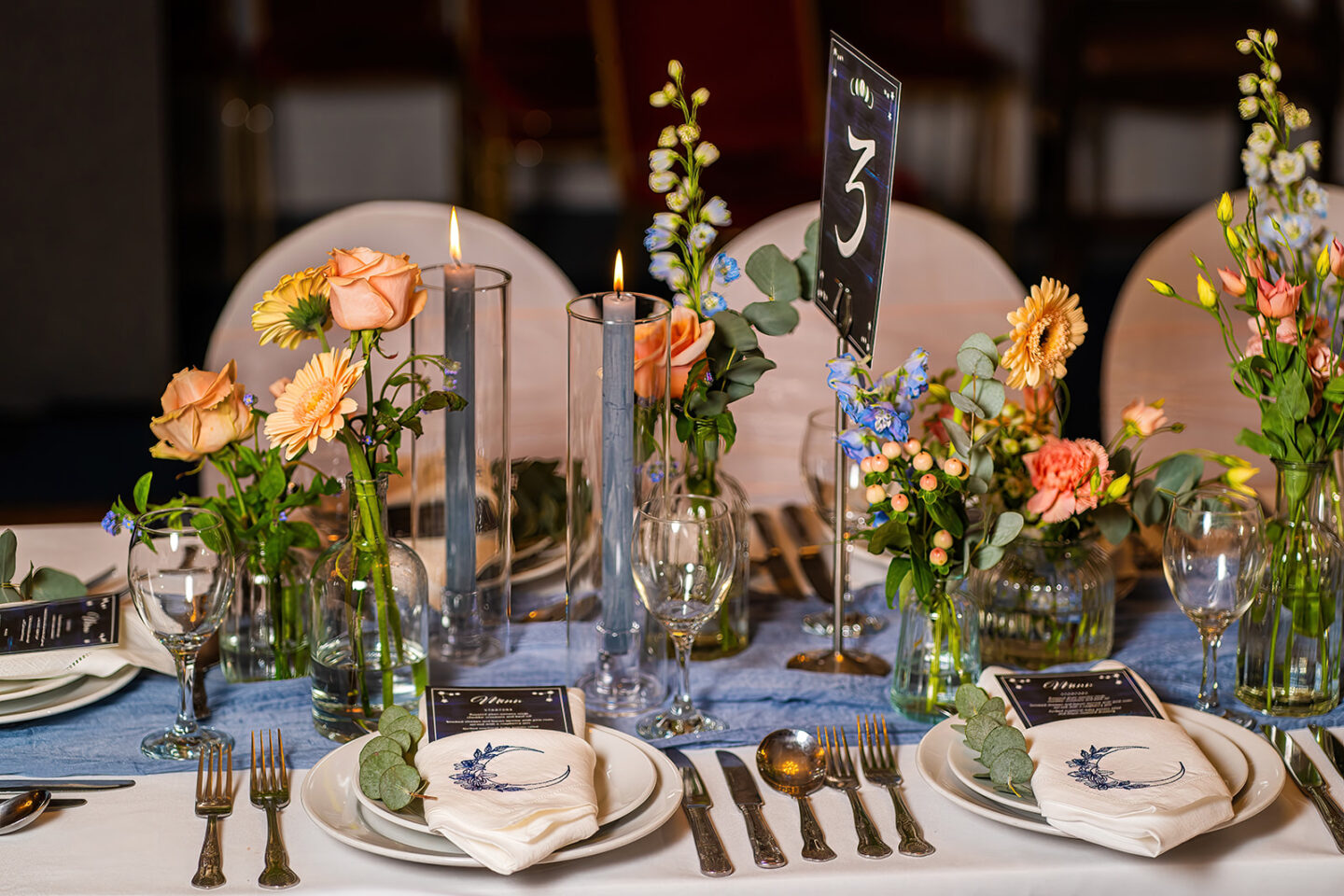 Blue and Peach Celestial Wedding At Halsey Hall