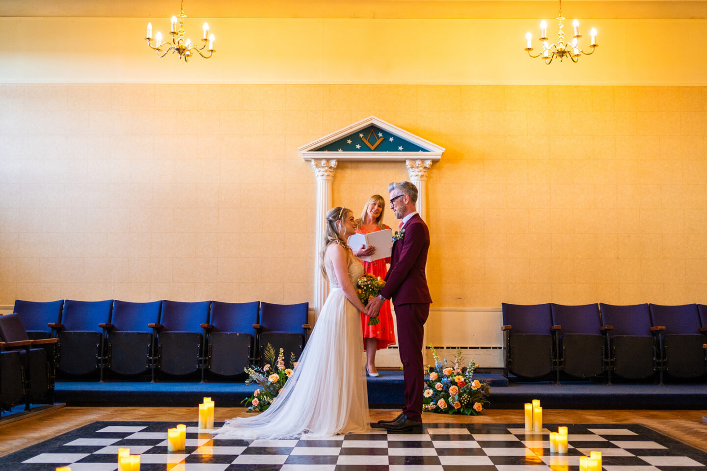 Blue and Peach Celestial Wedding At Halsey Hall