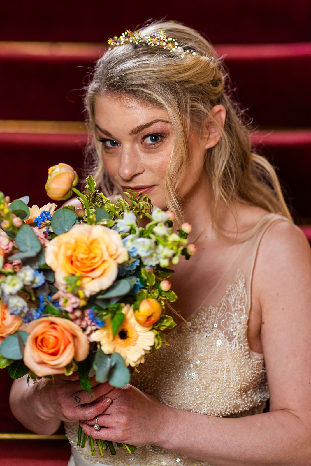 Blue and Peach Celestial Wedding At Halsey Hall