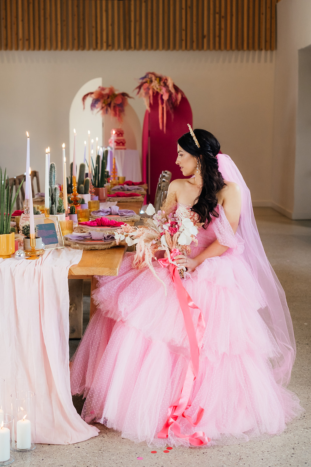 Pink Wedding Dresses That Bring Wicked Glam to Your Big Day